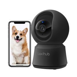 Laxihub 5MP Wi-Fi Surveillance Camera Baby Monitor 360Â¬âˆž Indoor Home Black Security PT Camera 2K+ Night Vision Wi-Fi Cam For Pet Nanny P2F Without TF/