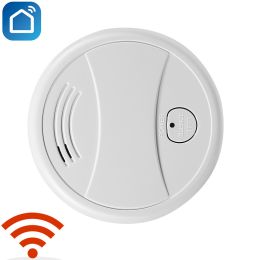 1pc WIFI Smoke Detector; Fire Protection Alarm Sensor; Independent Wireless Battery Operated For Smart Life; Push Alert Home Security; No Battery