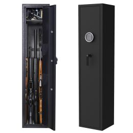Gun Safe; Rifle Safe Gun Storage Cabinet(4-5 Rifle and 2 Pistol) with Digital Keypad Lock; Quick Access Electronic Firearm Gun Security Cabinet; Black