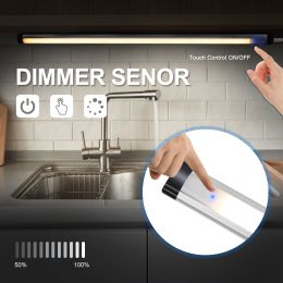 SEARMOR LED Touch Activated Under Cabinet Lighting, Dimmable Under Counter Light Bar Plug-in, USB Powered, 5W 3000K-6000K, Led Light Bar for Kitchen,