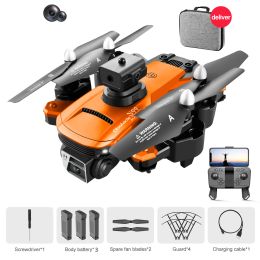 3 Battery S99 Mini Drone WIFI Dual Camera With HD One Key Off Led Light Headless Gesture Shooting Quadcopter RC Toy Boy Gift (Color: Orange)