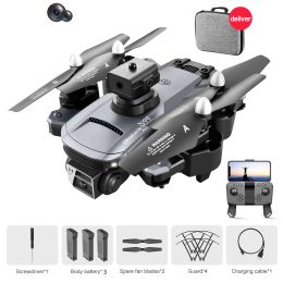 3 Battery S99 Mini Drone WIFI Dual Camera With HD One Key Off Led Light Headless Gesture Shooting Quadcopter RC Toy Boy Gift (Color: Black)