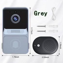 Smart Home Video Intercom WIFI Infrared Night Vision Outdoor Home Security Alarm Camera 480P Monito Wireless button Doorbell (Color: Z20 Grey, Ships From: China)