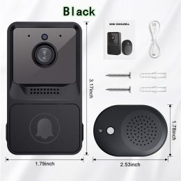 Smart Home Video Intercom WIFI Infrared Night Vision Outdoor Home Security Alarm Camera 480P Monito Wireless button Doorbell (Color: Z20 black, Ships From: China)